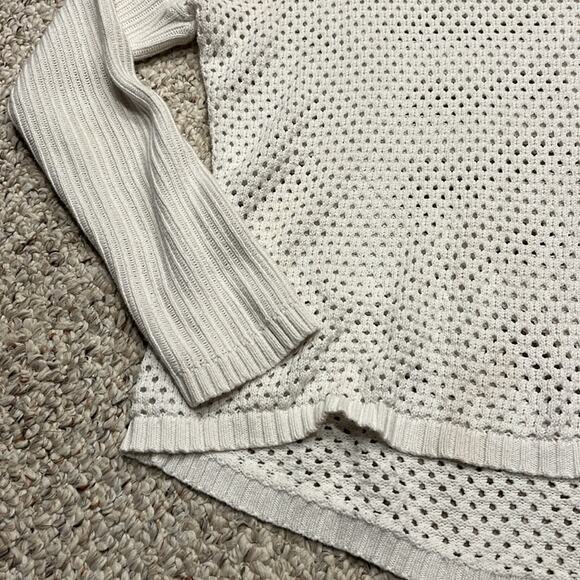 Prana Parker White Organic Cotton Open Knit Sweater Sz L Casual Outdoor Summer - Picture 3 of 6